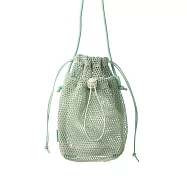 【日本Mark&rsquo;s】Mesh 隨身側背網狀束口收納袋 ‧ 綠茶(綠)