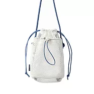 【日本Mark&rsquo;s】Mesh 隨身側背網狀束口收納袋 ‧ 香草(白)