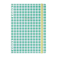 【日本Mark&rsquo;s】PapiKnot 10孔附束帶筆記本封殼A5(花紋款) ‧ 格紋