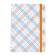 【日本Mark&rsquo;s】PapiKnot 10孔附束帶筆記本封殼A5(花紋款) ‧ 混合格紋