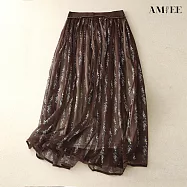 【AMIEE】寬鬆雪紡碎花半身裙(KDSY-9018) 2XL 腰果花