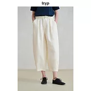 ltyp旅途原品 100%亞麻立體O型九分褲 慵懶文藝夏季寬鬆休閒褲女 M L L 淺杏米