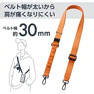 ELECOM 戶外多功能手機肩背帶(附單口不鏽鋼夾片)- 30mm橘