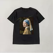 翡冷翠文創文藝復興T (新)|維梅爾《戴珍珠耳環的少女》(S-XL) S 黑色