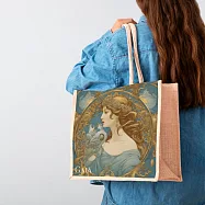 翡冷翠文創藝術棉麻手提袋|GAIA《湖藍典雅》