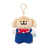 【正版授權】線條小狗 吊帶褲系列 玩偶吊飾 娃娃/絨毛玩偶 小白/小金/馬爾濟斯/狗狗/Maltese - 深藍衣款