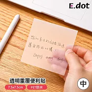 【E.dot】7.5x7.5複寫透明便利貼 (可重複貼便條紙) 中號(4包/1組)