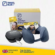【Travel Blue 藍旅】極致禮盒組(內含寧靜頸枕、頸枕收納盒 、豪華眼罩) 藍色