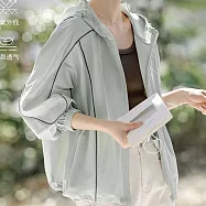 【MsMore】 時髦清爽拼接防曬長袖外套簡約連帽休閒寬鬆開衫短版# 125007 3XL 綠色