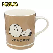 【日本正版授權】史努比 陶瓷 馬克杯 340ml 咖啡杯 Snoopy/PEANUTS - 棕色款