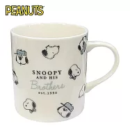 【日本正版授權】史努比 陶瓷 馬克杯 340ml 咖啡杯 Snoopy/PEANUTS - 白色款
