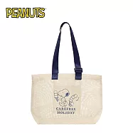 【日本正版授權】史努比 網狀 托特包 肩背包/手提袋 Snoopy/PEANUTS - 米色款