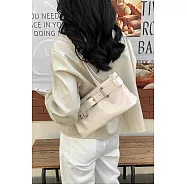 O-ni O-ni全新品精選優質皮革休閒鬆弛感皮帶個性設計百搭高級橫款時尚托特包(品質保證)(bag-6112) 白色