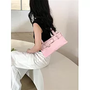 O-ni O-ni全新品精選優質皮革休閒鬆弛感皮帶個性設計百搭高級橫款時尚托特包(品質保證)(bag-6112) 粉紅色