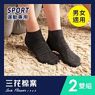 【SunFlower三花】1/4織紋毛巾底運動襪.襪子(2雙組) 鐵灰