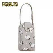 【日本正版授權】史努比 皮質 眼鏡收納袋 可掛包包 隨身眼鏡袋/眼鏡盒 票卡夾 Snoopy/PEANUTS - A款