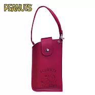 【日本正版授權】史努比 皮質 眼鏡收納袋 可掛包包 隨身眼鏡袋/眼鏡盒 票卡夾 Snoopy/PEANUTS - B款