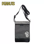 【日本正版授權】史努比 尼龍 隨身側背包 斜背包/側背包/隨身小包 Snoopy/PEANUTS - 淺灰色款