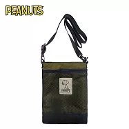 【日本正版授權】史努比 尼龍 隨身側背包 斜背包/側背包/隨身小包 Snoopy/PEANUTS - 綠色款