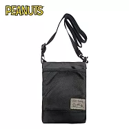 【日本正版授權】史努比 尼龍 隨身側背包 斜背包/側背包/隨身小包 Snoopy/PEANUTS - 深灰色款