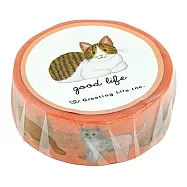 【日本Greeting Life】米津祐介 紙膠帶 ‧ 貓咪(15mm)