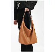 O-ni O-ni全新品精選優質輕巧光澤感頭層牛皮超大容量高級時尚多功能都會托特包(品質保證)(bag-6116) 焦糖色