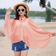 【AnZa】雪紡防曬單扣傘擺斗逢外套絲巾披肩 FREE 雪芽粉