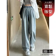 【Jilli~ko】慵懶鬆弛感直筒寬鬆天絲牛仔褲 J12220 FREE 藍色