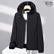 【初色】初色生活 簡約純色輕薄透氣長袖可拆卸帽遮陽防曬外套女外套-共2款9色-12755(L-5XL可選) 3XL 男款-黑色