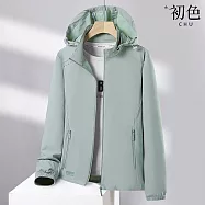 【初色】初色生活 簡約純色輕薄透氣長袖可拆卸帽遮陽防曬外套女外套-共2款9色-12755(L-5XL可選) 2XL 女款-綠色