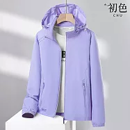 【初色】初色生活 簡約純色輕薄透氣長袖可拆卸帽遮陽防曬外套女外套-共2款9色-12755(L-5XL可選) 5XL 女款-紫色