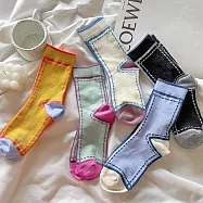 【AnZa】卡通線條2D休閒襪短襪中筒襪(5入/組) 圖片色