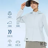 【初色】初色生活 情侶款輕薄透氣冰絲涼感素色休閒連帽防曬外套-共2款11色-12764(M-5XL可選) M 女款-淺藍色