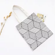 【素包包】單肩包 簡約敞口黑白幾何雙面兩用帆布袋