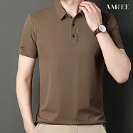 【AMIEE】華夫格翻領短袖Polo衫(男裝/KDTY-2414) 4XL 卡其