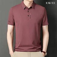 【AMIEE】華夫格翻領短袖Polo衫(男裝/KDTY-2414) 3XL 紅駝