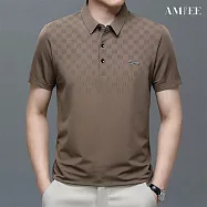 【AMIEE】冰絲涼感短袖寬鬆Polo衫(男裝/KDTY-526) M 卡其