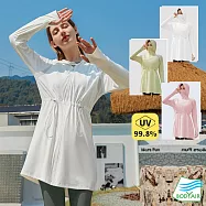 【BODYAIR】冰絲涼感防曬透氣連帽連身長版外套(瑜珈.運動.慢跑.舞蹈.運動外套) XL 白