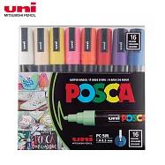 UNI POSCA 壓克力水性筆 中字丸芯 16色組