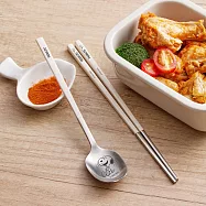 【美國康寧】Snapware Snoopy 不鏽鋼匙筷組- 大笑款/白色