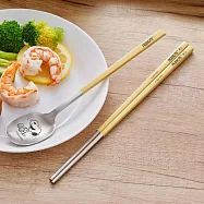 【美國康寧】Snapware Snoopy 不鏽鋼匙筷組- 大笑款/黃色