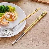 【美國康寧】Snapware Snoopy 不鏽鋼匙筷組- 大頭款/黃色