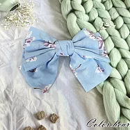 【卡樂熊】氣質飄逸雪紡大蝶結造型彈簧夾/自動夾/髮夾(三色)- 天藍色