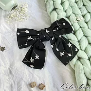 【卡樂熊】氣質飄逸緞布大蝶結造型彈簧夾/自動夾/髮夾(三色)- 黑色