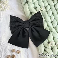 【卡樂熊】氣質蕾絲壓花造型彈簧夾/髮夾(兩色)- 黑色