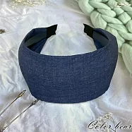 【卡樂熊】針織寬版坑條造型髮箍(五色)- 牛仔藍