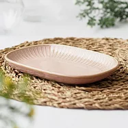 【日本野田】美濃燒|潑水十草 陶瓷長型餐盤18.7cm ‧ 桃粉