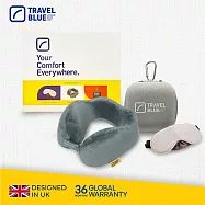 【Travel Blue 藍旅】極致禮盒組(內含寧靜頸枕、頸枕收納盒 、豪華眼罩)_白色收納盒組 灰色頸枕