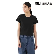 【MUJI 無印良品】女涼感不易汗染短版短袖T恤 S 黑色