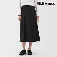 【MUJI 無印良品】女速乾平織布寬襬裙 M 黑色